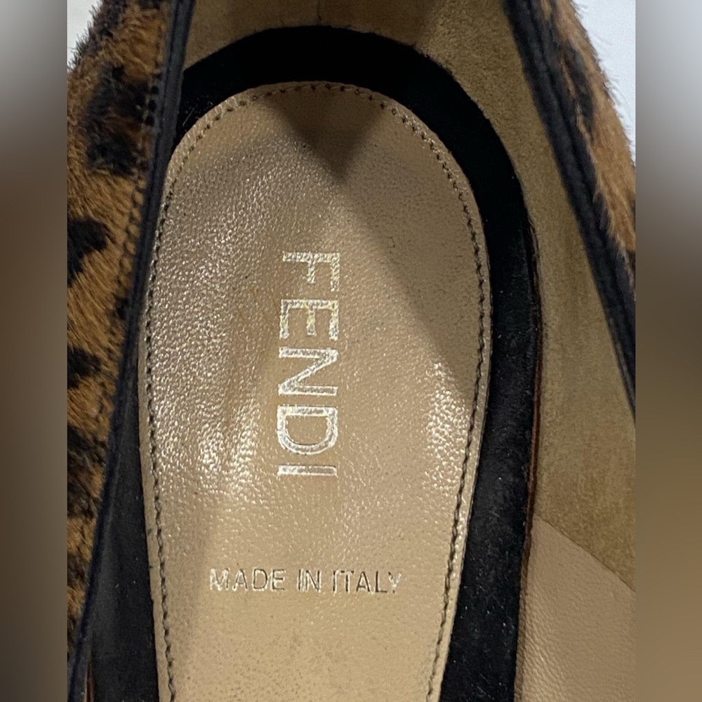 Fendi Brown Leopard Print Calf Hair Heels - Picture 5 of 7